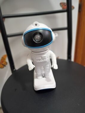 White Astronaut Robot Projector Figure with Blue Visor